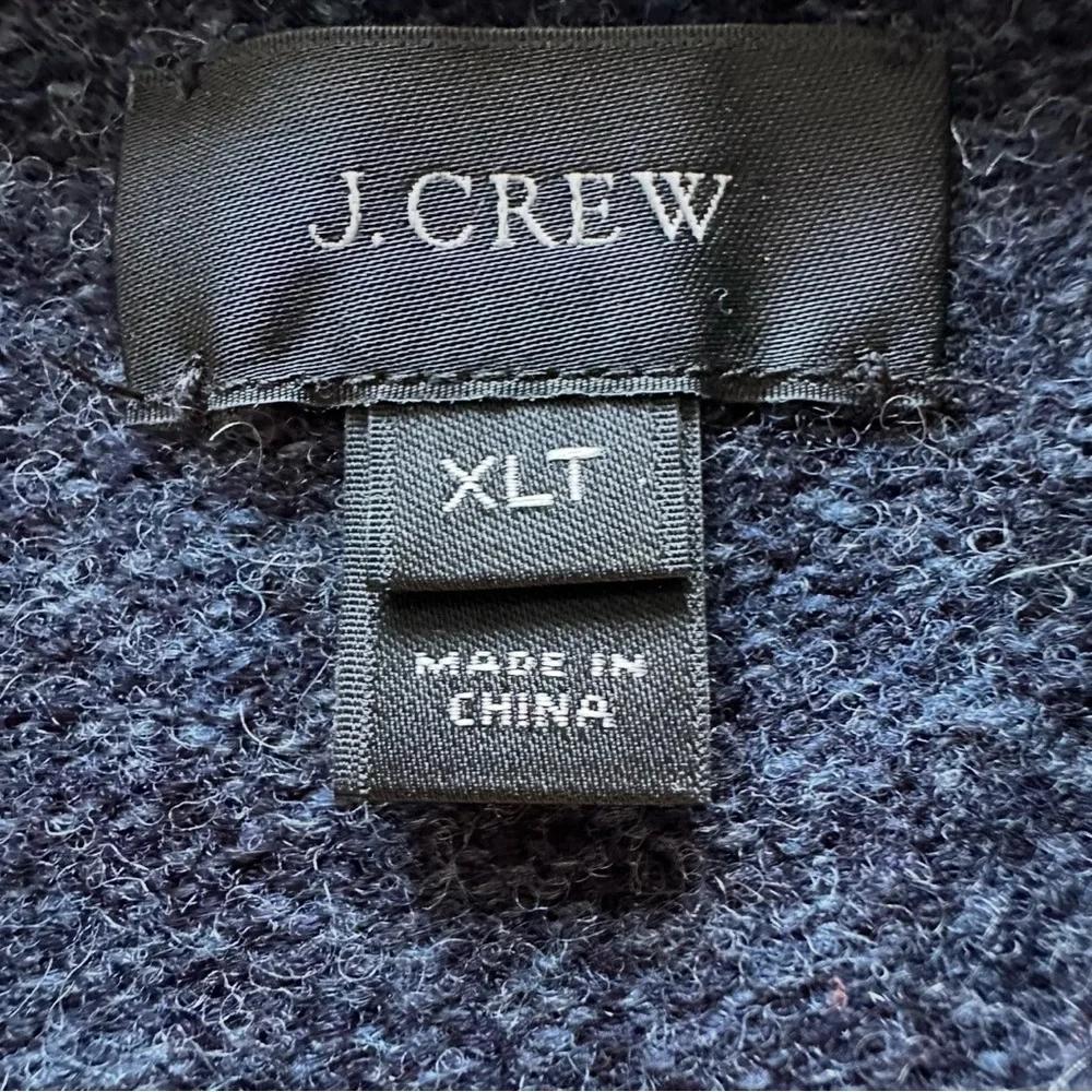 J.Crew 100%‎ Lambswool Quarter-Zip Sweater - Men's XLT - Navy Blue